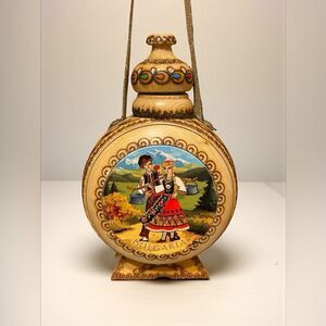 Bulgarian Decorative Wooden Flask and souvenir  box